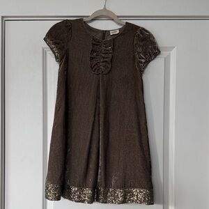 Mini Boden Brown Velvet Dress with Sequin Hem